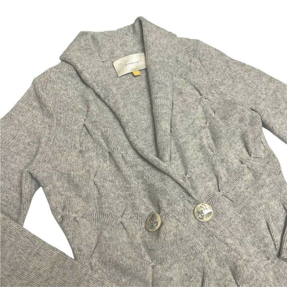 Leifsdottir Anthropologie M Wool Horse Buttoned Cardigan Sweater Spring Shawl - Picture 2 of 12